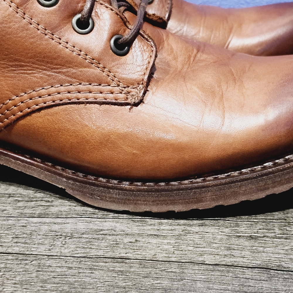 Frye Tan Leather Lace-Up Heeled Boots - Picture 4 of 15